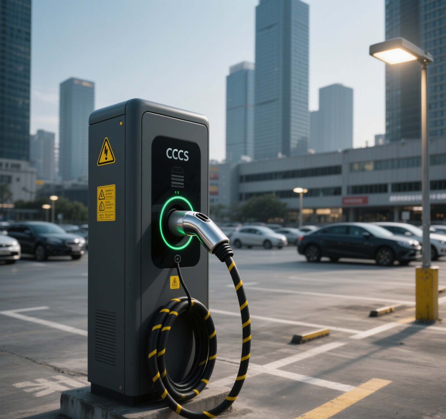 CCS EV Charger en el estacionamiento