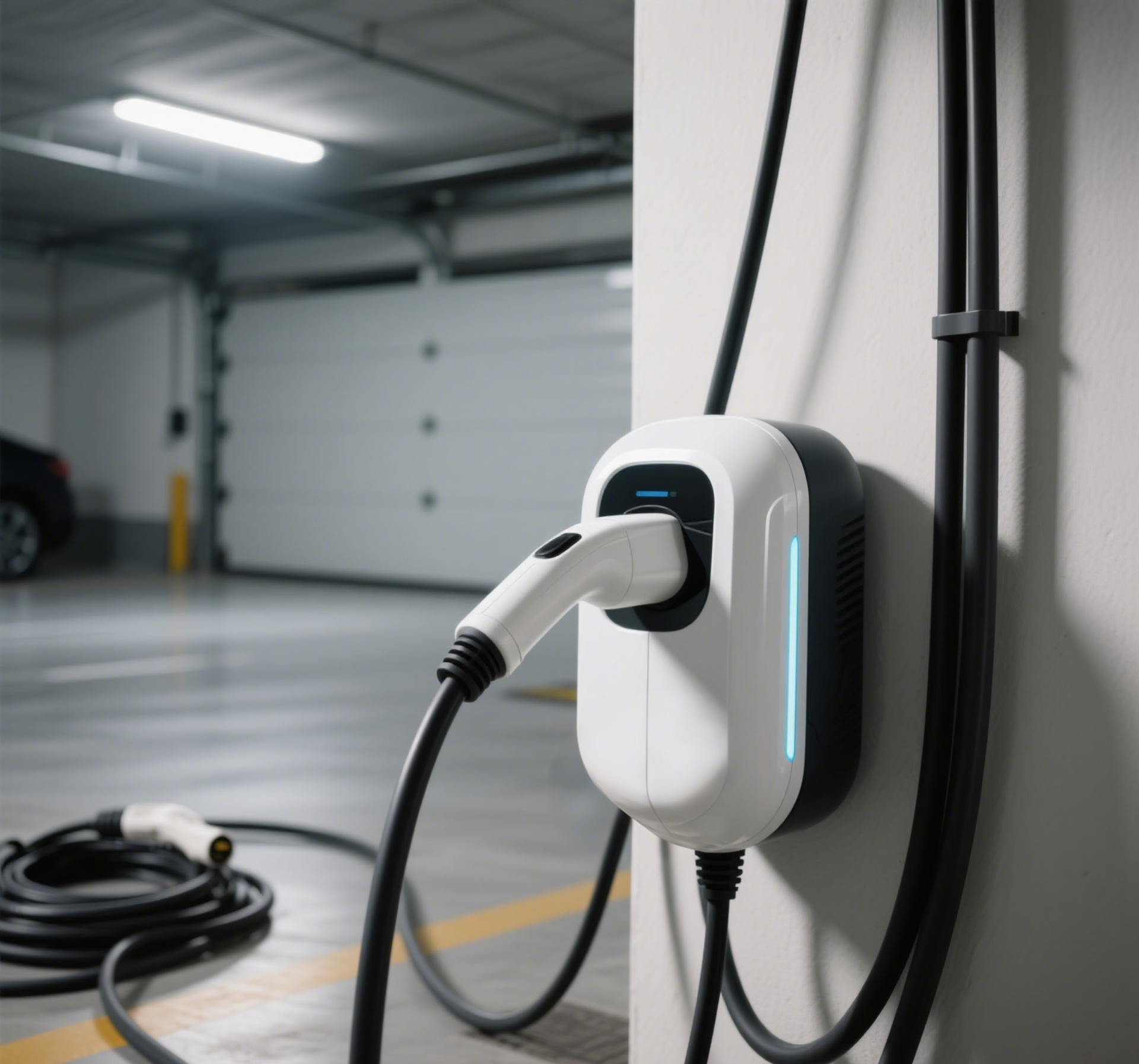 EV Charger en un estacionamiento
