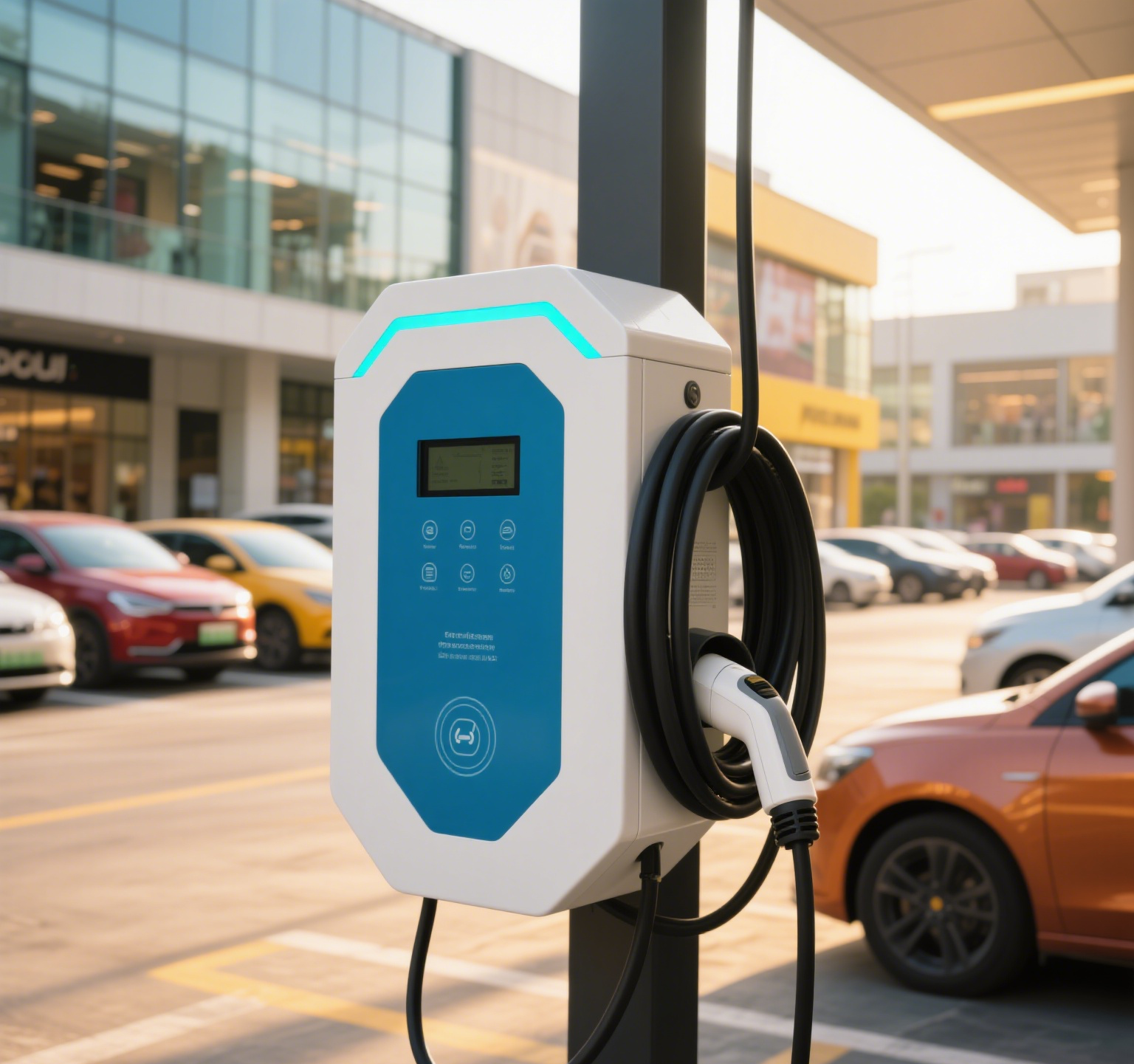EV Charger en un área de estacionamiento